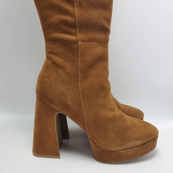Steve Madden Groove Chestnut Suede Knee High Platform Heel Boots Size 11 M - Picture 6 of 12